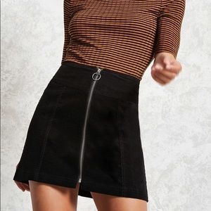 FOREVER 21 Black Corduroy Zipper Mini Skirt